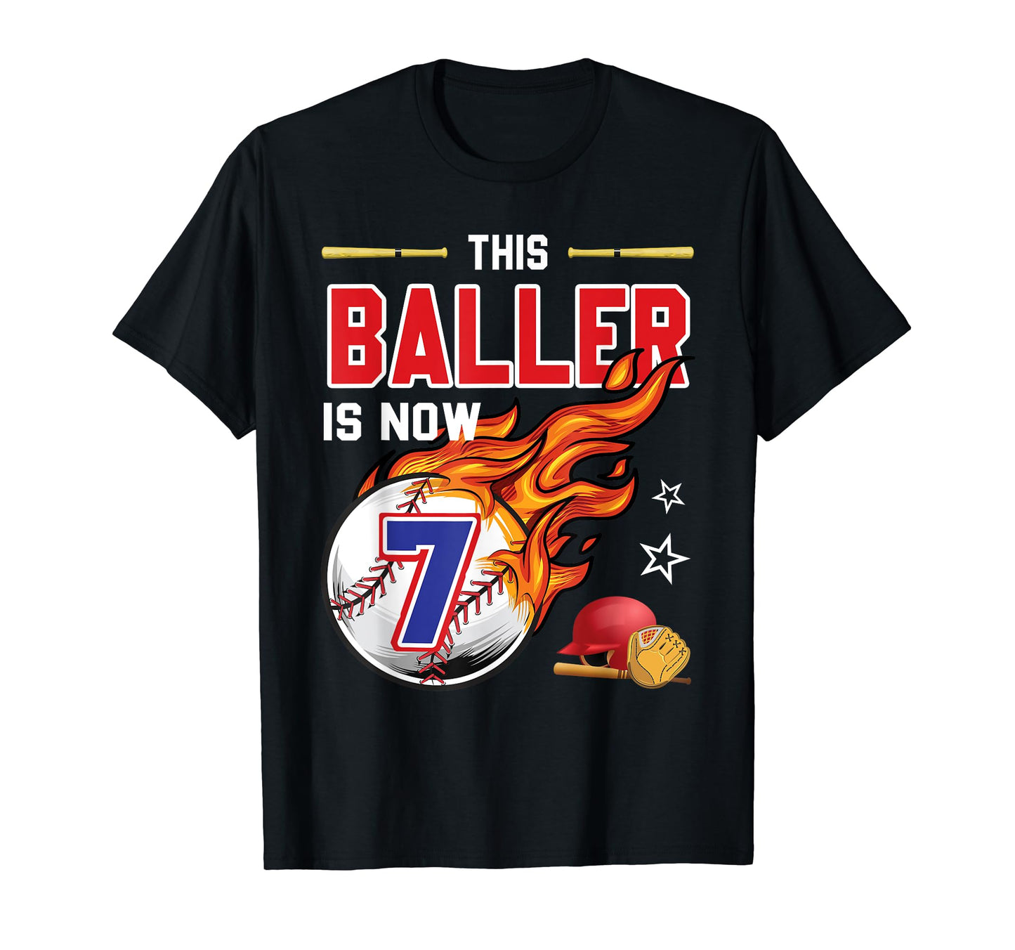 This Baller Is Now 7 Birthday Baseball T-Shirt - Graphic Print Men Women - T-Shirt, Sweatshirt, Hoodie