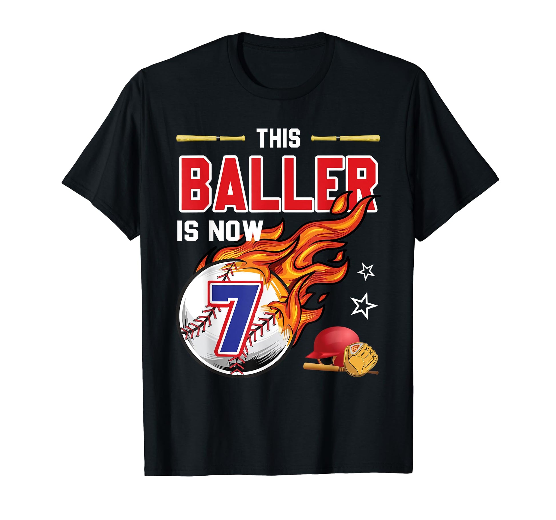 This Baller Is Now 7 Birthday Baseball T-Shirt - Graphic Print Men Women - T-Shirt, Sweatshirt, Hoodie