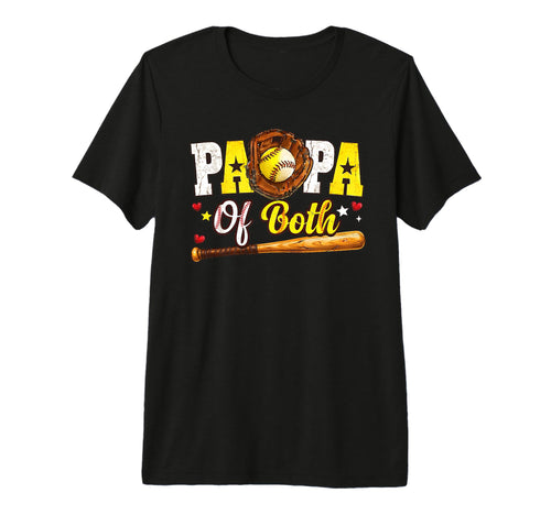 Papa Both Baseball Sooftball Dad Sports T-Shirt - Novelty Apparel Unisex - T-Shirt, Sweatshirt, Hoodie