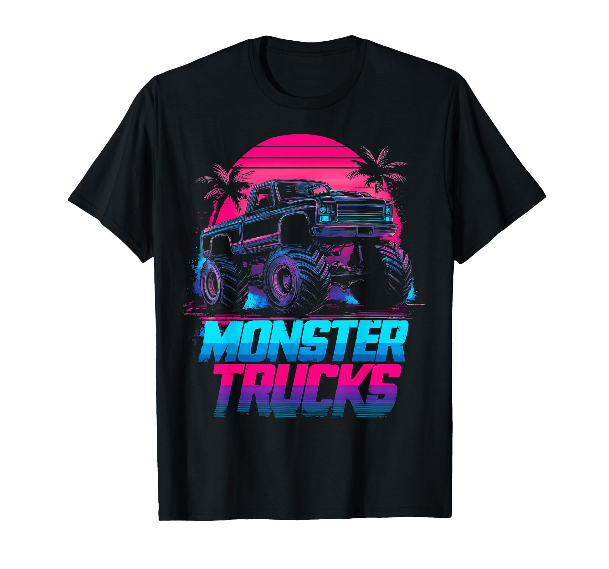Monster Truck 4 Wheeler Vaporwave T-Shirt - Novelty Apparel for Adults - T-Shirt, Sweatshirt, Hoodie