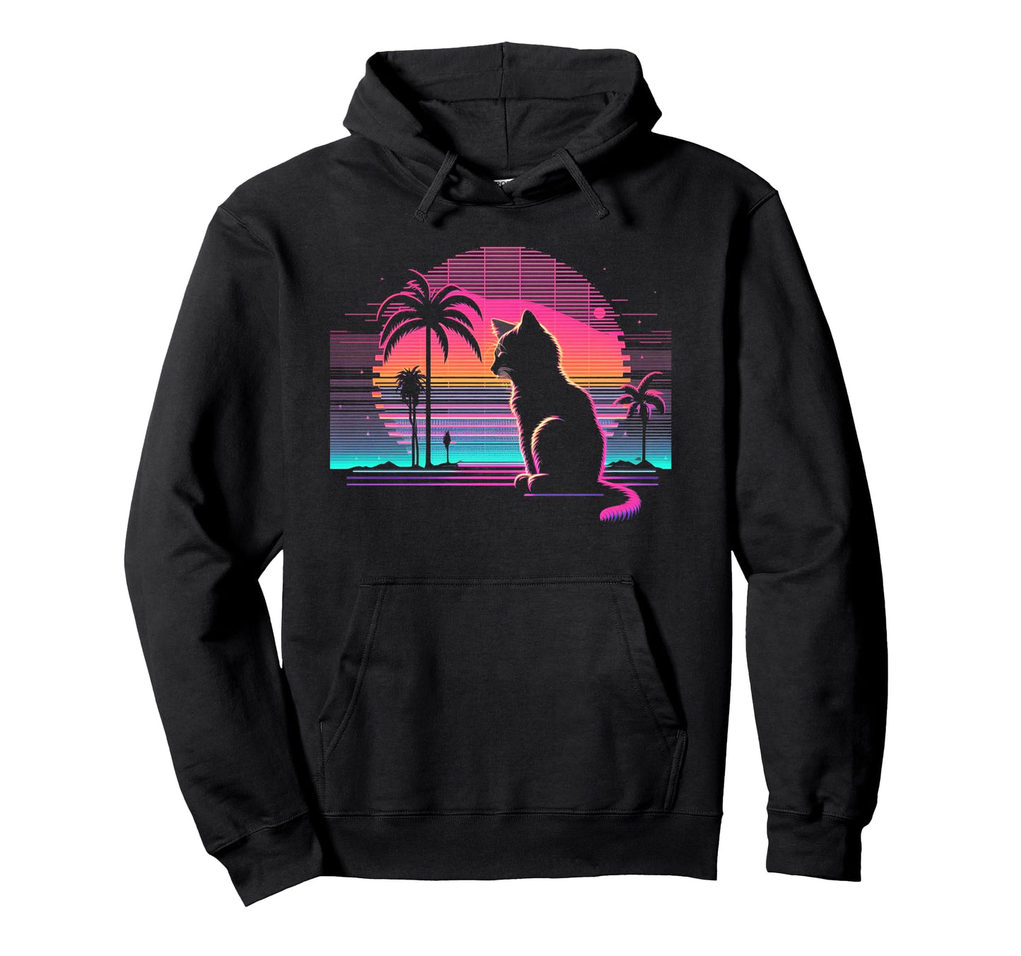 Cat Vaporwave Retrowave Aesthetic Hoodie - Unique Graphic Men Women - T-Shirt, Sweatshirt, Hoodie