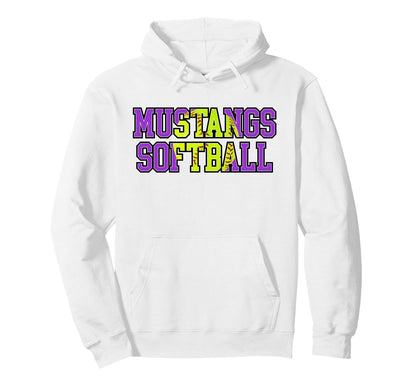 Mustangs Softball Mom Purple Mustang Hoodie - Streetwear Style for Adults - T-Shirt, Sweatshirt, Hoodie