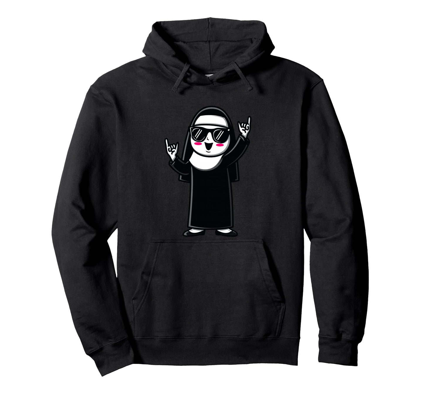 Nun Sunglasses Rock Hand Signs Funny Hoodie - Streetwear Style Men Women - T-Shirt, Sweatshirt, Hoodie