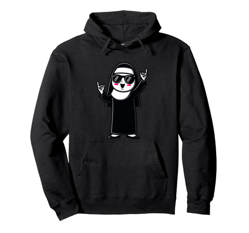 Nun Sunglasses Rock Hand Signs Funny Hoodie - Streetwear Style Men Women - T-Shirt, Sweatshirt, Hoodie