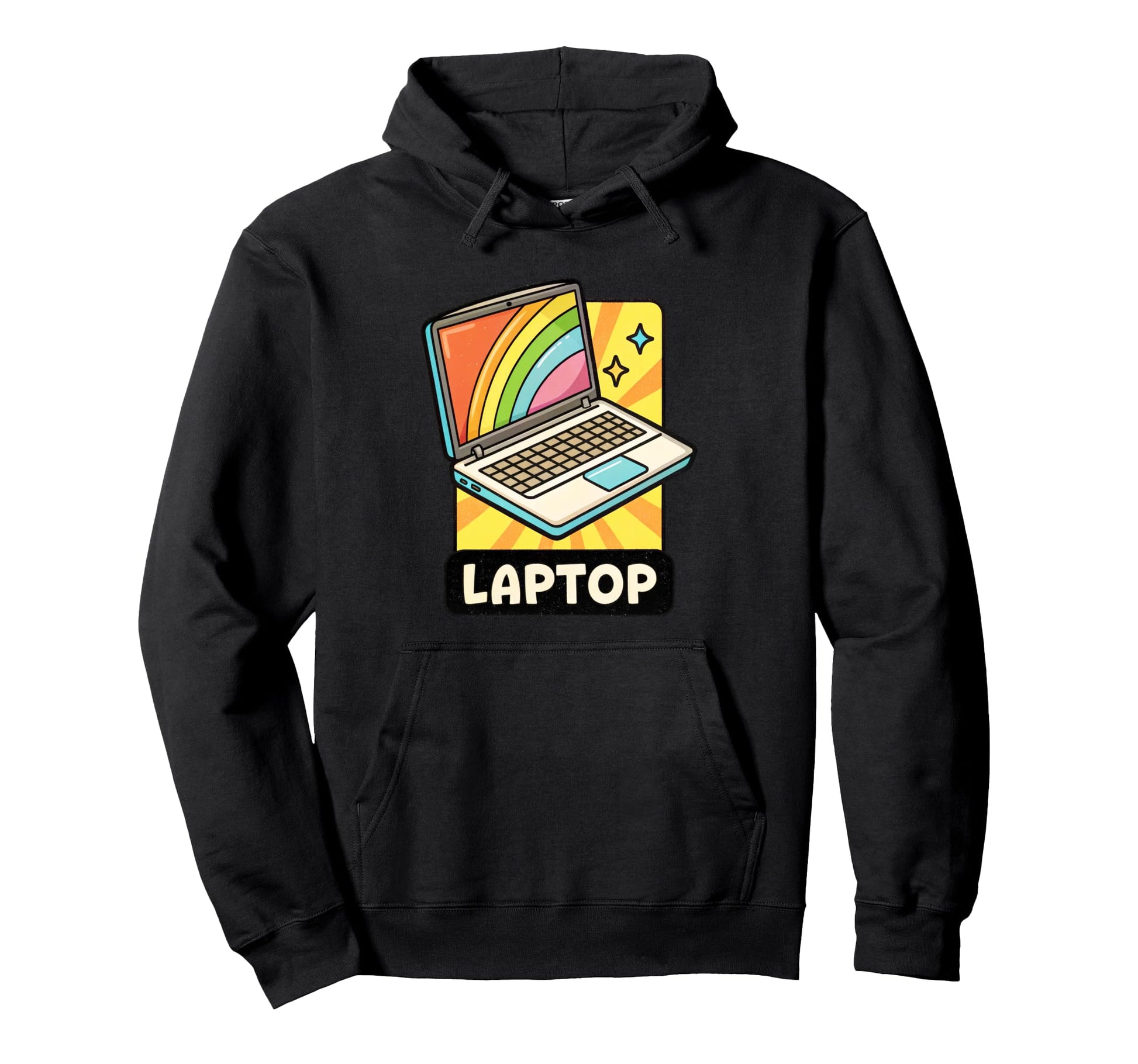 Colorful Laptop Rainbow Art Hoodie - Casual Everyday Wear Men Women - T-Shirt, Sweatshirt, Hoodie
