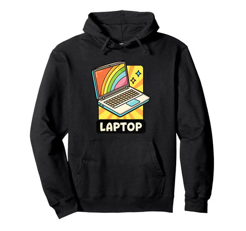 Colorful Laptop Rainbow Art Hoodie - Casual Everyday Wear Men Women - T-Shirt, Sweatshirt, Hoodie