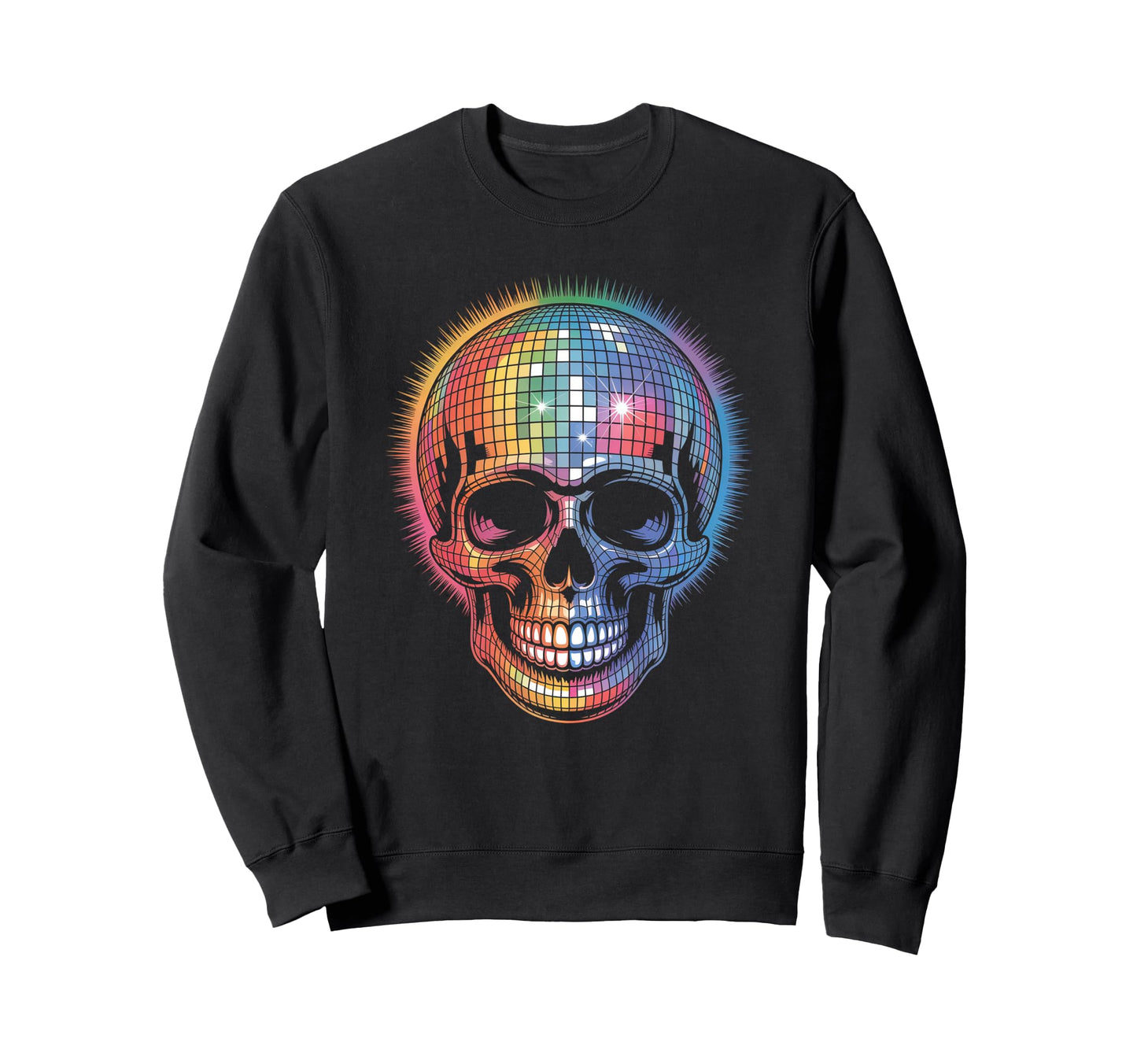 Disco Ball Skull Rainbow Party Sweatshirt - Aesthetic Graphic Men Women - T-Shirt, Sweatshirt, Hoodie