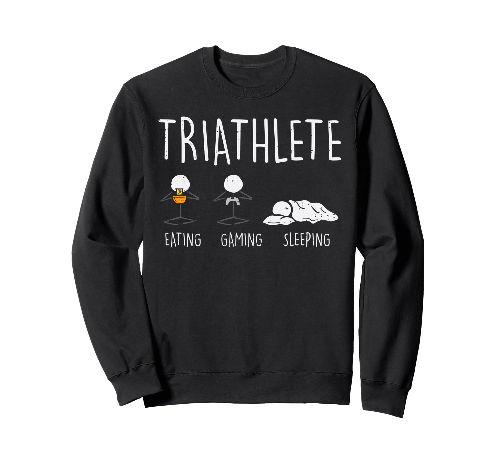 Triathlete Stickman Eat Video Sweatshirt - Aesthetic Graphic for Adults - T-Shirt, Sweatshirt, Hoodie