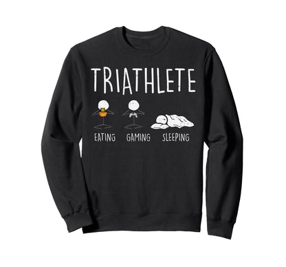 Triathlete Stickman Eat Video Sweatshirt - Aesthetic Graphic for Adults - T-Shirt, Sweatshirt, Hoodie