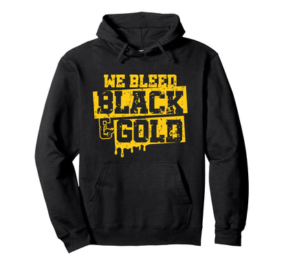 We Bleed Black Gold Game Day Group School Hoodie - Minimalist Print Unisex - T-Shirt, Sweatshirt, Hoodie