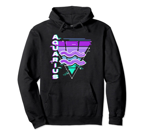 Aquarius Zodiac Sign Vaporwave Aesthetics Hoodie - Novelty Apparel Unisex - T-Shirt, Sweatshirt, Hoodie