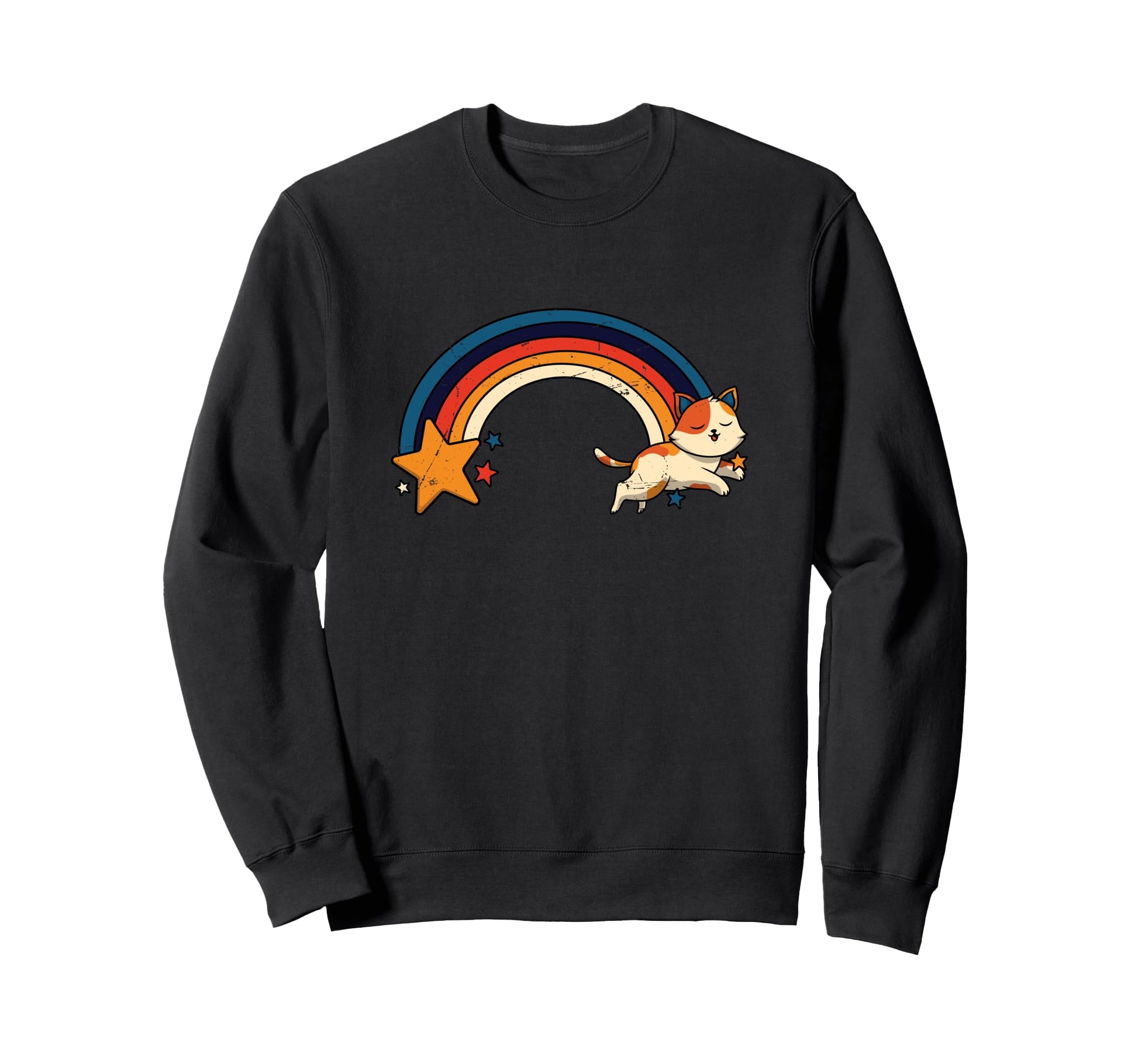 Rainbow Star Cat Sweatshirt - Streetwear Style Men Women - T-Shirt, Sweatshirt, Hoodie