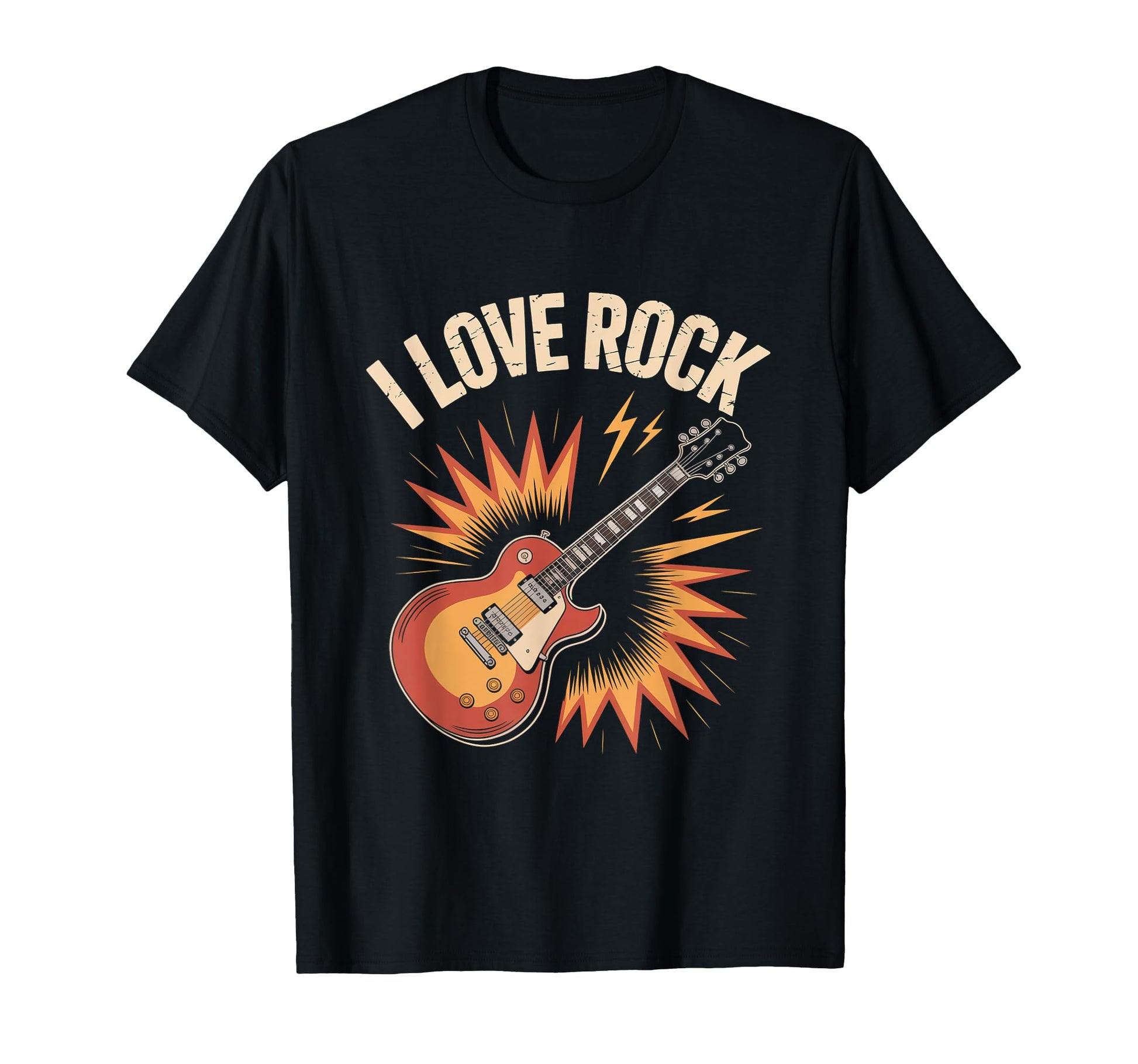 I Love Rock Guitar Music Vibes Energy T-Shirt - Custom Art Print Unisex - T-Shirt, Sweatshirt, Hoodie