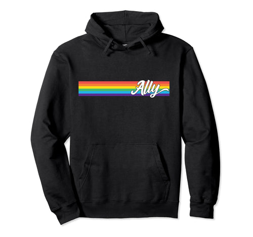 Proud Ally Rainbow Flag Pride Month Hoodie - Unique Graphic for Adults - T-Shirt, Sweatshirt, Hoodie