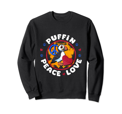 Atlantic Puffin Peace Love Sweatshirt - Novelty Apparel Men Women - T-Shirt, Sweatshirt, Hoodie