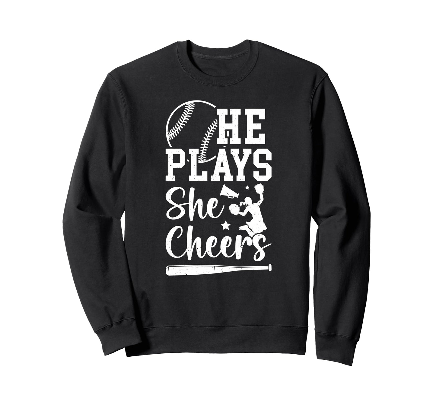He Plays She Cheers Baseball And Sweatshirt - Custom Art Print Men Women - T-Shirt, Sweatshirt, Hoodie