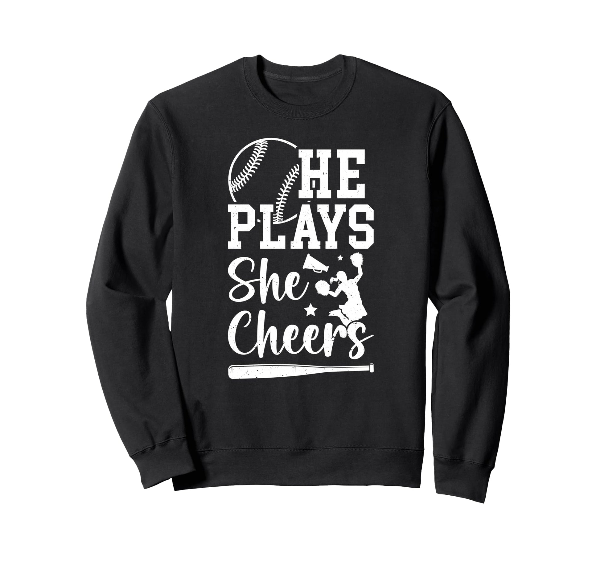 He Plays She Cheers Baseball And Sweatshirt - Custom Art Print Men Women - T-Shirt, Sweatshirt, Hoodie
