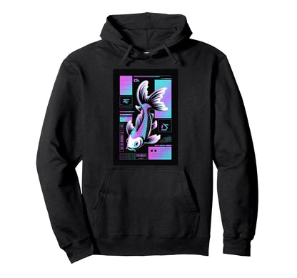 Cyberpunk Aquarium Koi Fish Vaporwave Hoodie - Aesthetic Graphic Unisex - T-Shirt, Sweatshirt, Hoodie