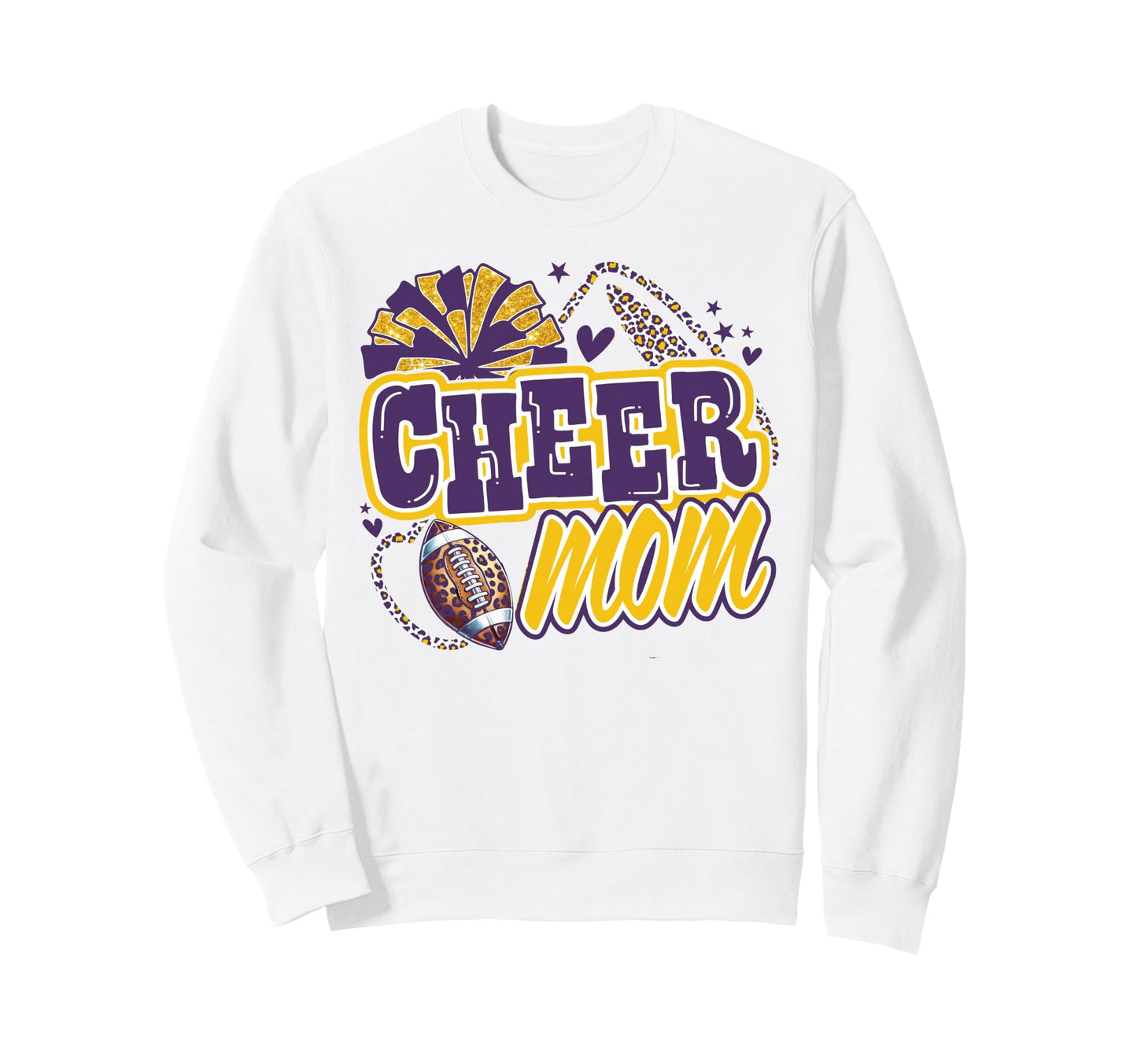 Purple And Gold Cheer Mom Team Sweatshirt - Fun Novelty Design Men Women - T-Shirt, Sweatshirt, Hoodie
