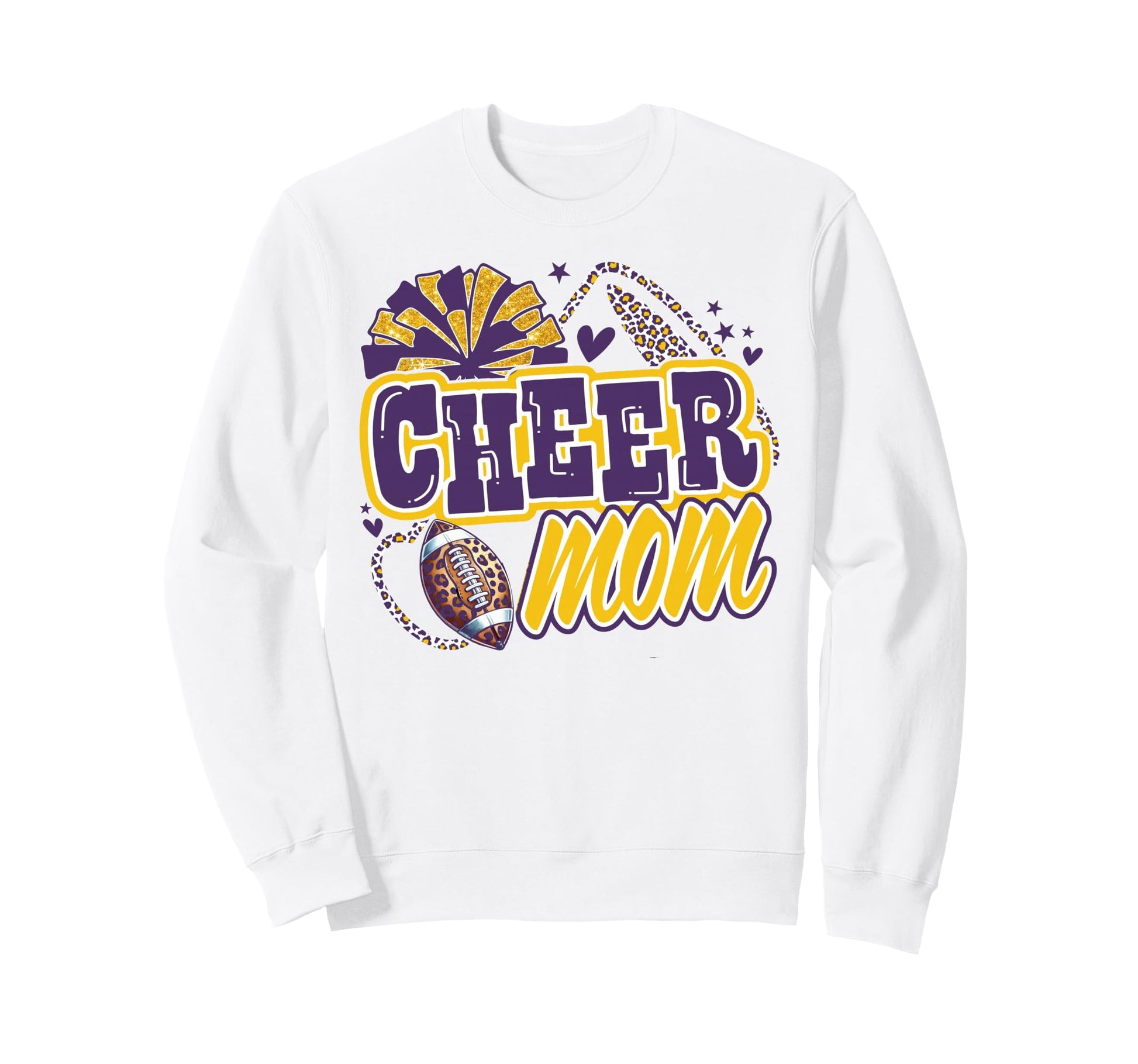 Purple And Gold Cheer Mom Team Sweatshirt - Fun Novelty Design Men Women - T-Shirt, Sweatshirt, Hoodie
