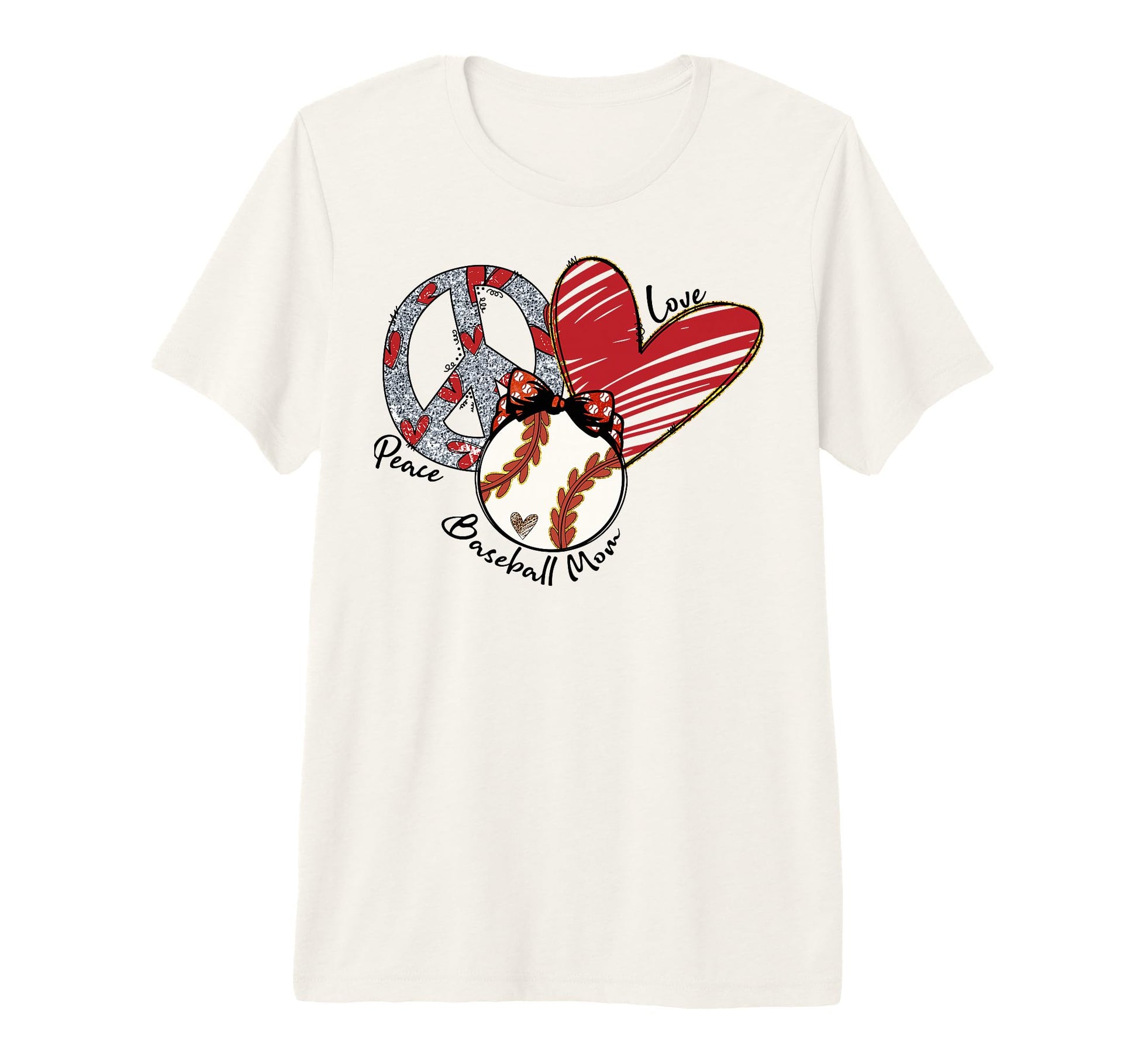Peace Love Baseball Mom Leopard Mother T-Shirt - Novelty Apparel Unisex - T-Shirt, Sweatshirt, Hoodie