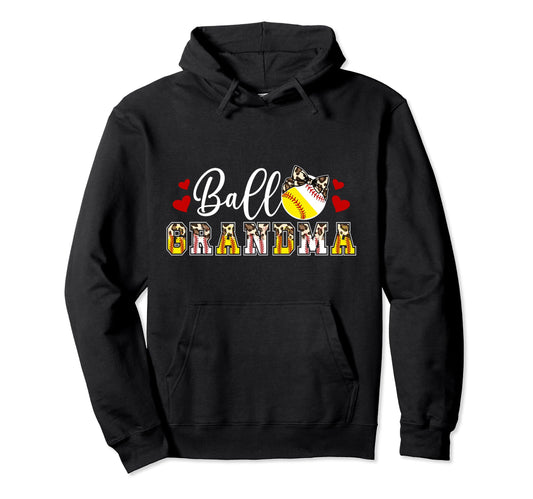 Ball Grandma Leopard Baseball Hoodie - Custom Art Print for Adults - T-Shirt, Sweatshirt, Hoodie