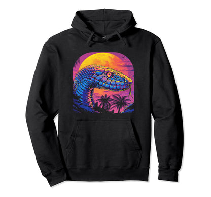 Snake Vaporwave Aesthetic Synthwave 80S Hoodie - Trendy Graphic Men Women - T-Shirt, Sweatshirt, Hoodie