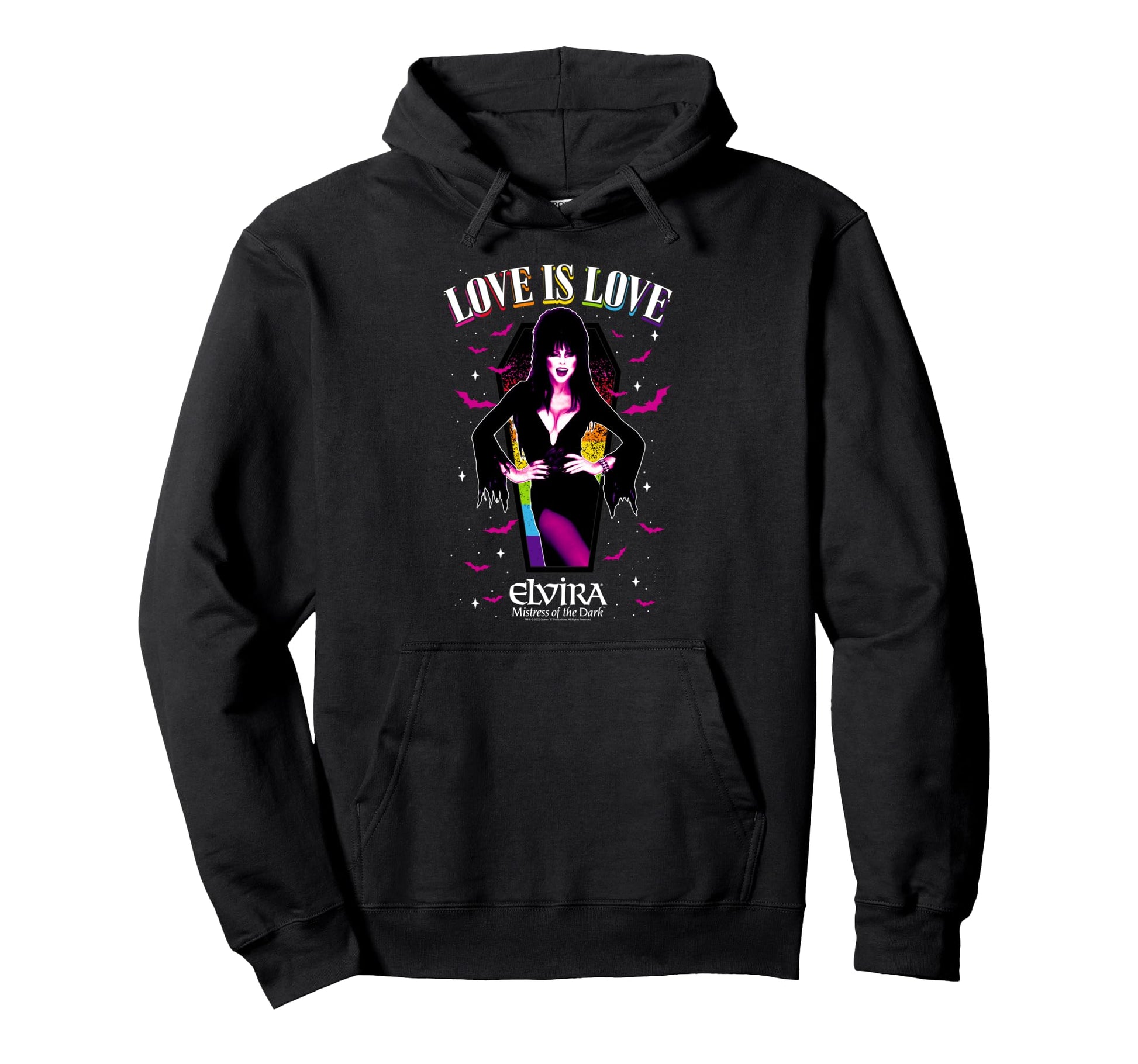 Elvira Love Is Love Rainbow Coffin Hoodie - Minimalist Print Men Women - T-Shirt, Sweatshirt, Hoodie