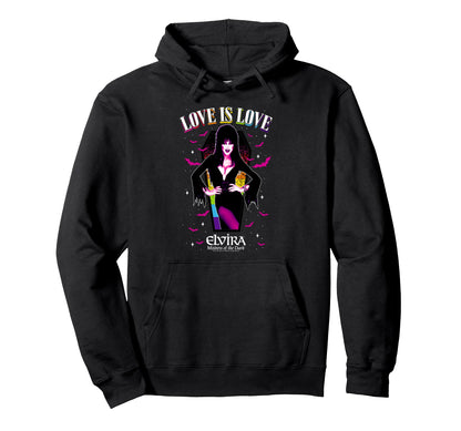 Elvira Love Is Love Rainbow Coffin Hoodie - Minimalist Print Men Women - T-Shirt, Sweatshirt, Hoodie