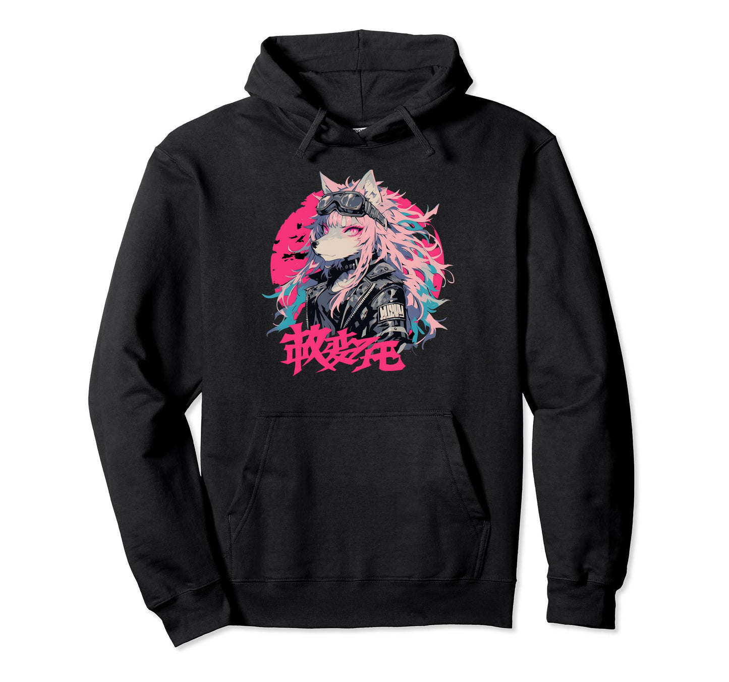 Goth Grunge Demon Anime Furry Wolf Hoodie - Aesthetic Graphic for Adults - T-Shirt, Sweatshirt, Hoodie
