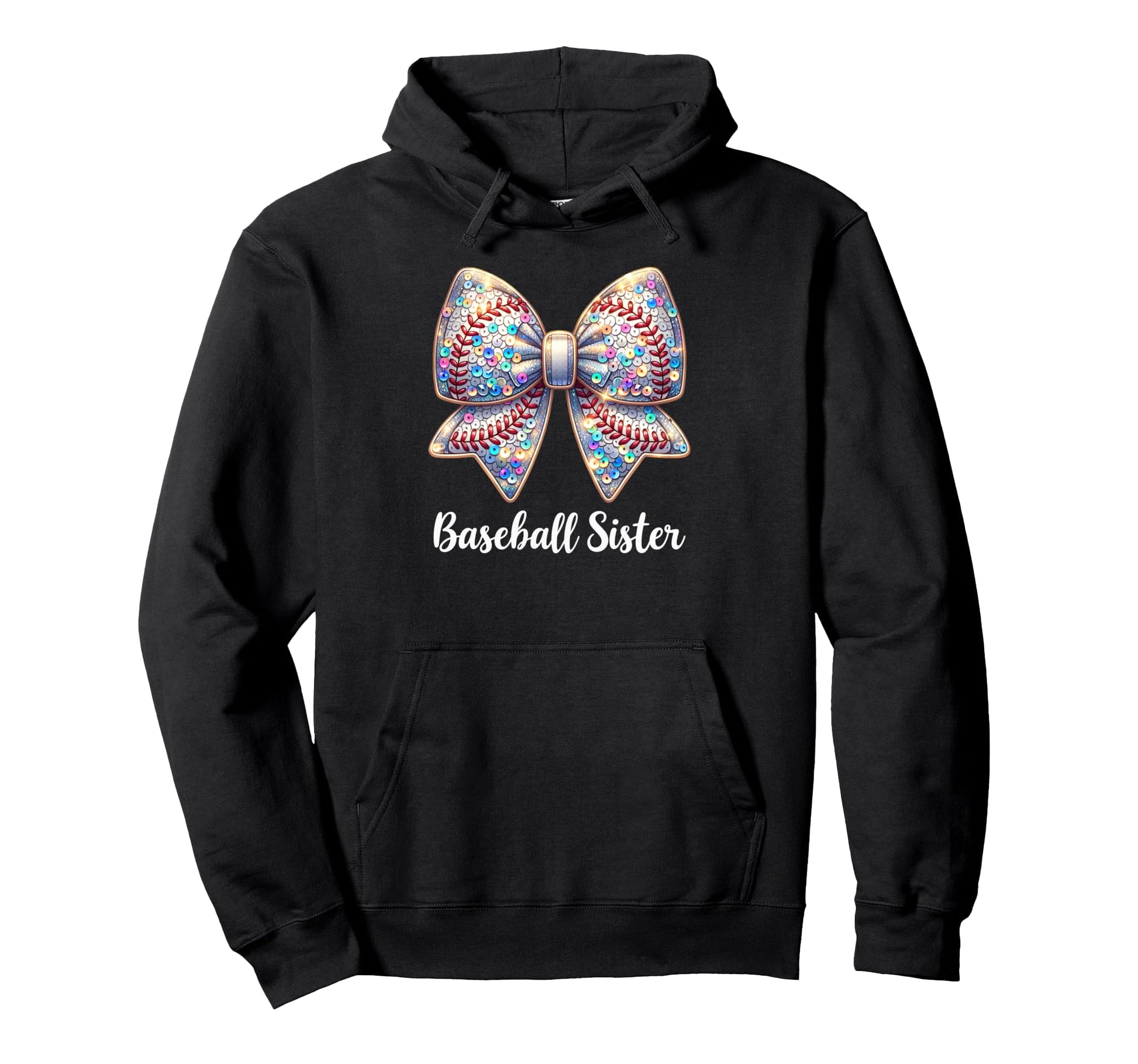 Baseball Sister Coquette Bow Cheer Hoodie - Fun Novelty Design for Adults - T-Shirt, Sweatshirt, Hoodie