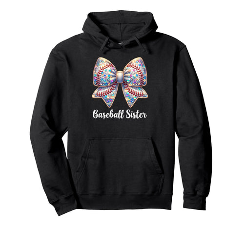 Baseball Sister Coquette Bow Cheer Hoodie - Fun Novelty Design for Adults - T-Shirt, Sweatshirt, Hoodie