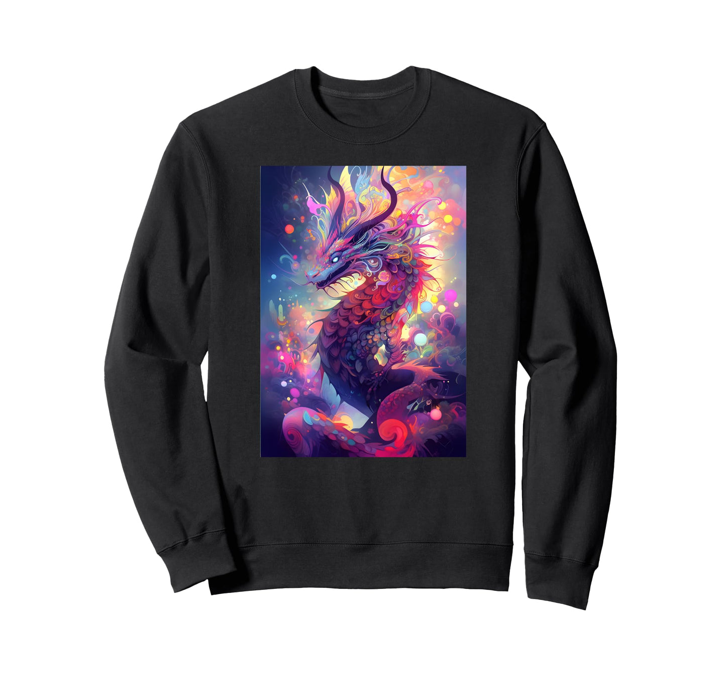 Rainbow Evil Dragon 80S Creepy Sweatshirt - Graphic Print for Adults - T-Shirt, Sweatshirt, Hoodie