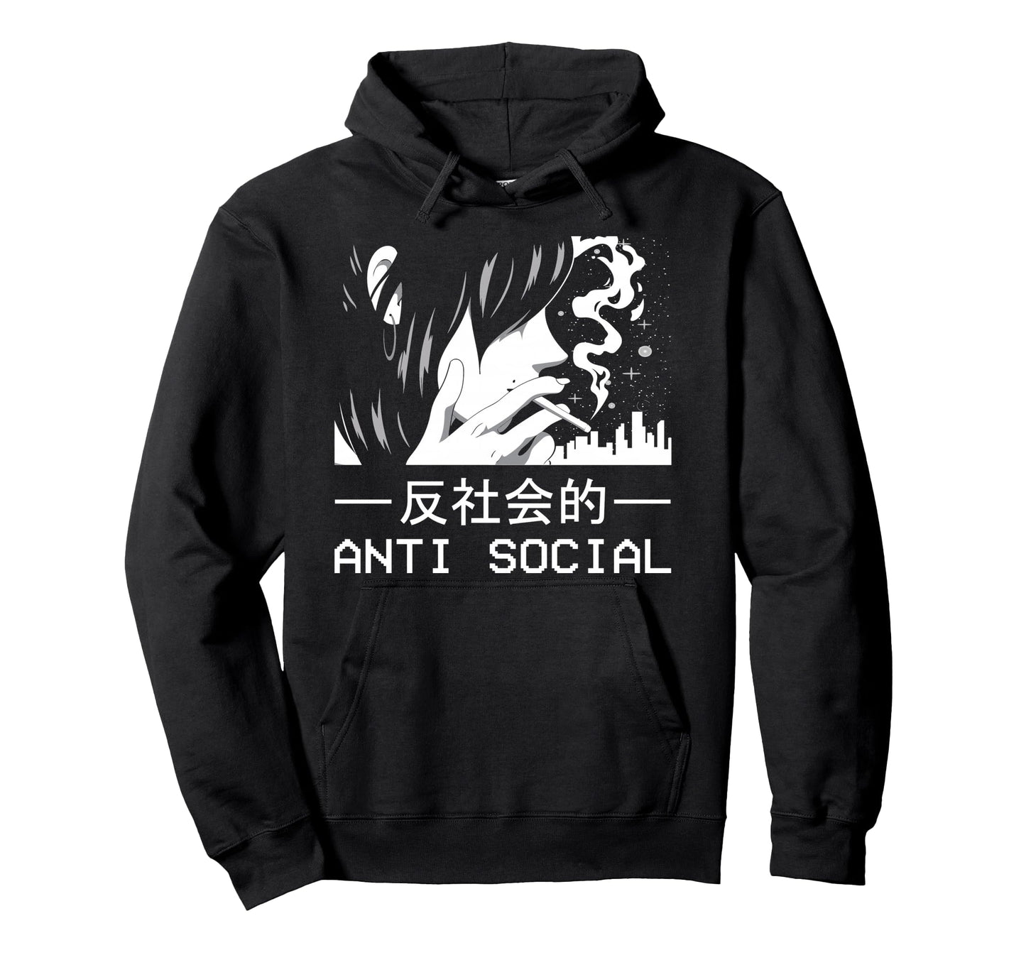 Japanese Aesthetic Antisocial Anime Sad Hoodie - Aesthetic Graphic Unisex - T-Shirt, Sweatshirt, Hoodie