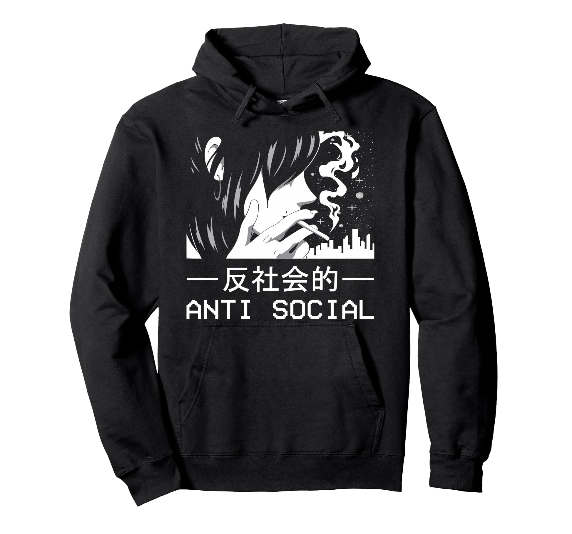 Japanese Aesthetic Antisocial Anime Sad Hoodie - Aesthetic Graphic Unisex - T-Shirt, Sweatshirt, Hoodie