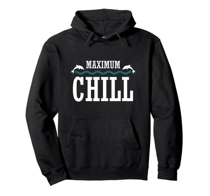 Maximum Chill Summer Dolphin Vaporwave Hoodie - Unique Graphic Men Women - T-Shirt, Sweatshirt, Hoodie
