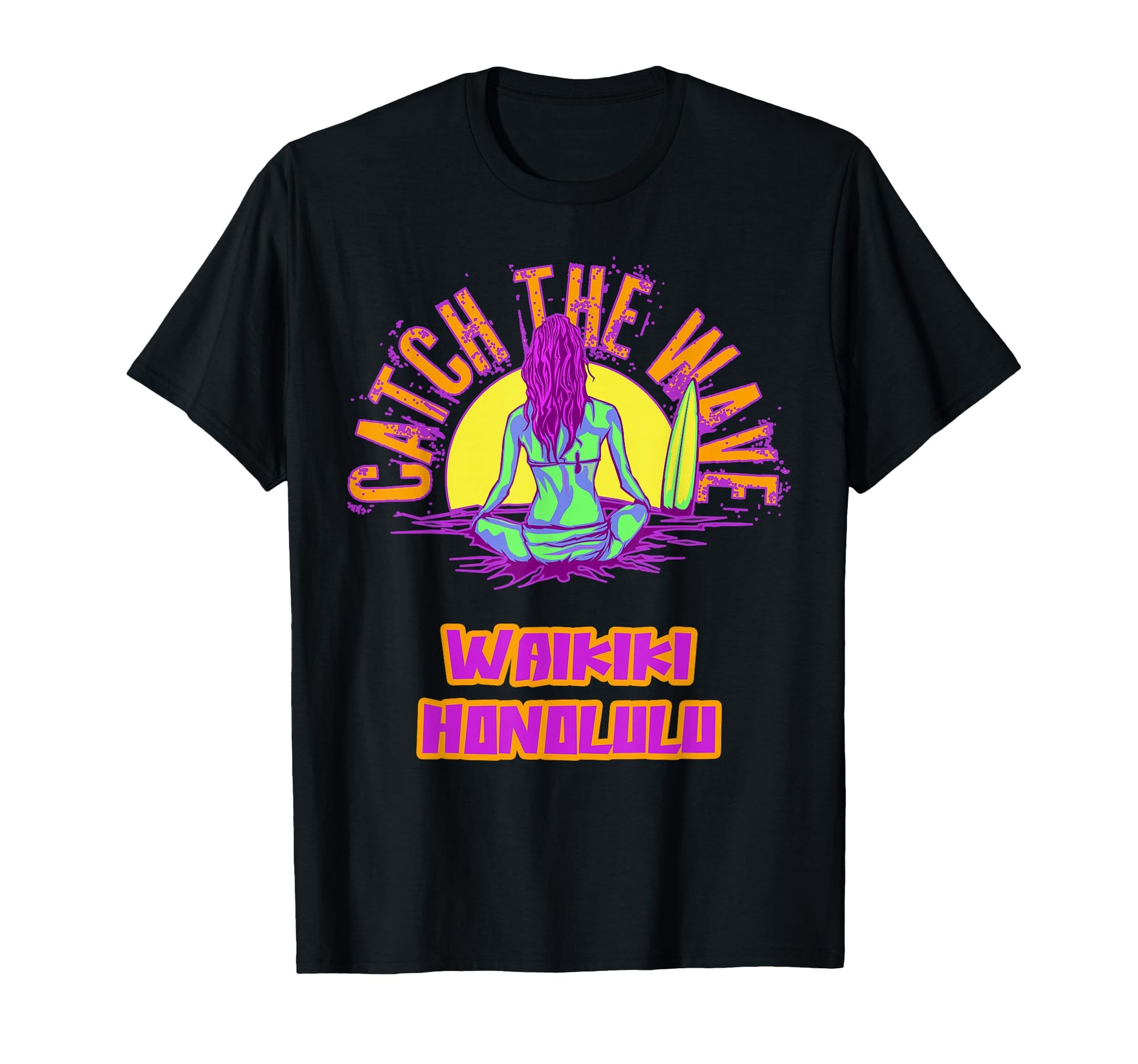 Waikiki Honolulu Surfing Vaporwave T-Shirt - Trendy Graphic for Adults - T-Shirt, Sweatshirt, Hoodie