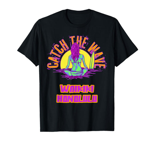 Waikiki Honolulu Surfing Vaporwave T-Shirt - Trendy Graphic for Adults - T-Shirt, Sweatshirt, Hoodie
