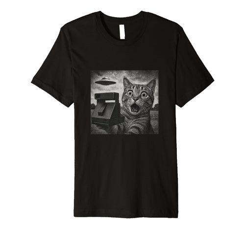 Shocked Cat Ufo Sighting Camera T-Shirt - Streetwear Style Men Women - T-Shirt, Sweatshirt, Hoodie