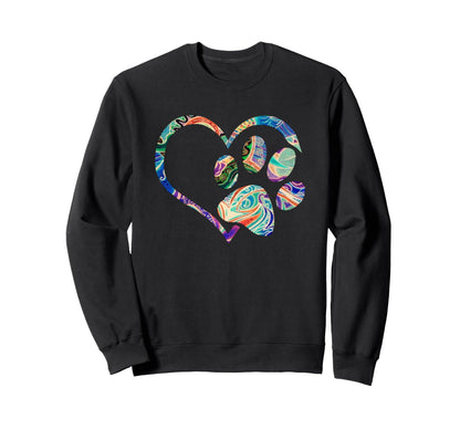Pawprint Tie Dye Rainbow Inspired Sweatshirt - Unique Graphic Men Women - T-Shirt, Sweatshirt, Hoodie