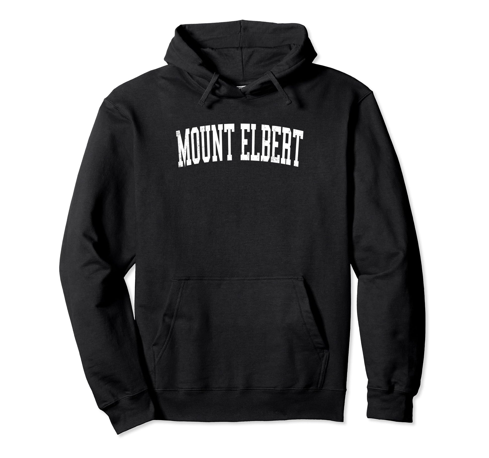 Mount Elbert Distressed White Varsity Hoodie - Trendy Graphic Men Women - T-Shirt, Sweatshirt, Hoodie