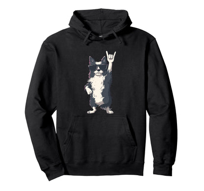 Dog Rocker Dog Funny Pet Lover Music Hoodie - Minimalist Print Men Women - T-Shirt, Sweatshirt, Hoodie