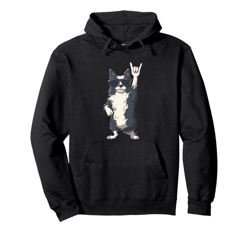 Dog Rocker Dog Funny Pet Lover Music Hoodie - Minimalist Print Men Women - T-Shirt, Sweatshirt, Hoodie