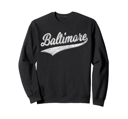 Baltimore Maryland Varsity Script Sweatshirt - Minimalist Print Men Women - T-Shirt, Sweatshirt, Hoodie