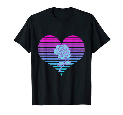 Vaporwave Heart Flower Vaporwave Flower T-Shirt - Streetwear Style Unisex - T-Shirt, Sweatshirt, Hoodie