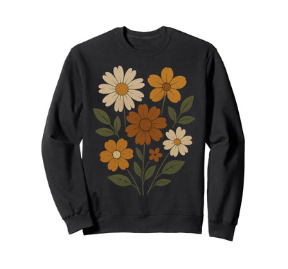 Boho Wildflower Earthy Floral Art Sweatshirt - Minimalist Print Men Women - T-Shirt, Sweatshirt, Hoodie