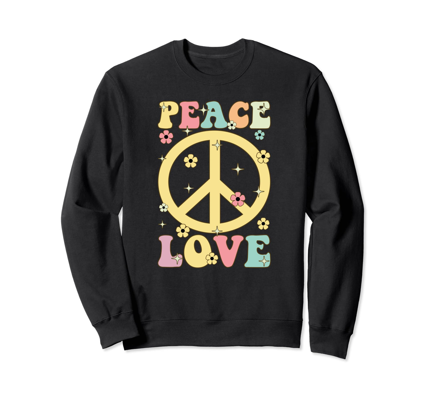 Groovy Peace And Love Hippie Sweatshirt - Aesthetic Graphic for Adults - T-Shirt, Sweatshirt, Hoodie