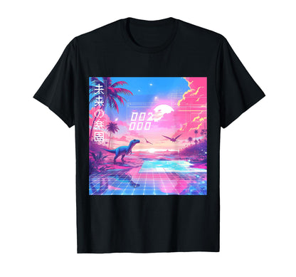 Vaporwave Paradise Virtual Dinosaur T-Shirt - Aesthetic Graphic for Adults - T-Shirt, Sweatshirt, Hoodie