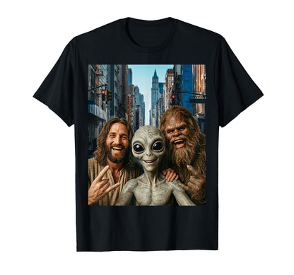 Funny Bigfoot Alien Jesus Rock Hand T-Shirt - Custom Art Print for Adults - T-Shirt, Sweatshirt, Hoodie