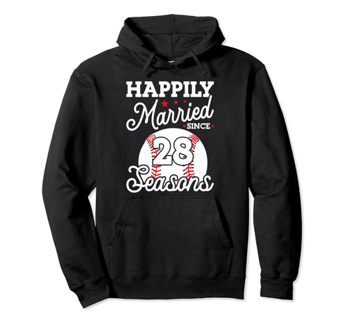 28Th Wedding Anniversary Baseball Hoodie - Unique Graphic for Adults - T-Shirt, Sweatshirt, Hoodie